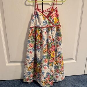 Ralph Lauren White Floral Sundress with Pink Trim